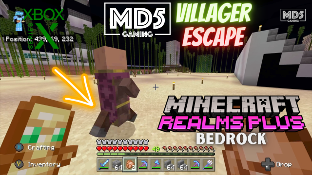 Villager Escape! Minecraft Bedrock Hard Survival Realms Plus - Xbox Series X - Gaming ASMR Ambience