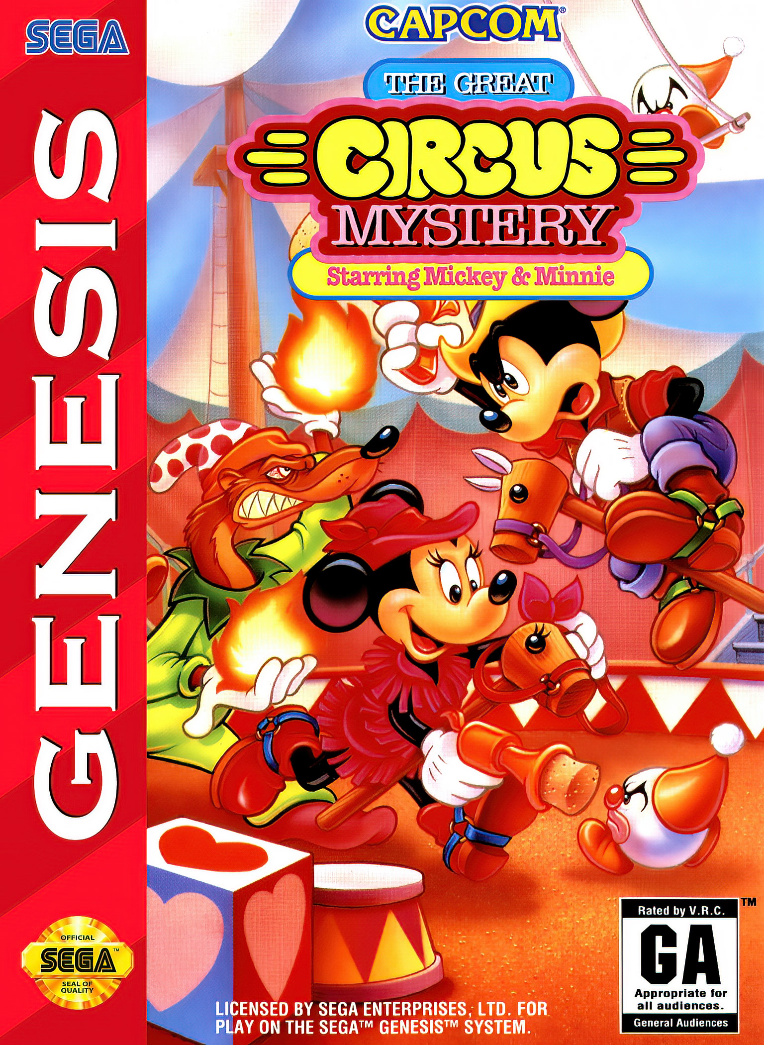 The Great Circus Mystery Starring Mickey & Minnie - 1994 Sega Genesis Box Art