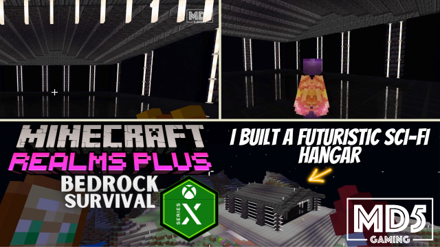 Futuristic Sci-Fi Hangar In Minecraft Survival - Bedrock Realm Xbox Series X Gaming Ambience ASMR