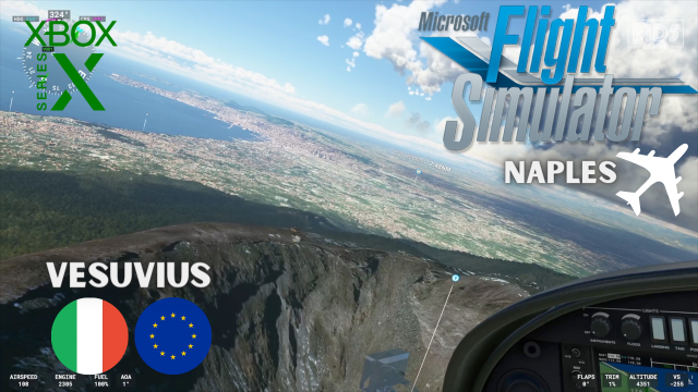 Flying Over Mt. Vesuvius 🌋 Microsoft Flight Simulator - Naples, Italy 🇮🇹 🇪🇺 - Xbox Series X Gaming