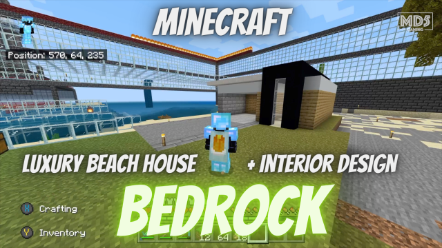 Simple Luxury Home Build + Interior Design Beach House - Minecraft Bedrock Survival Xbox SX Gaming