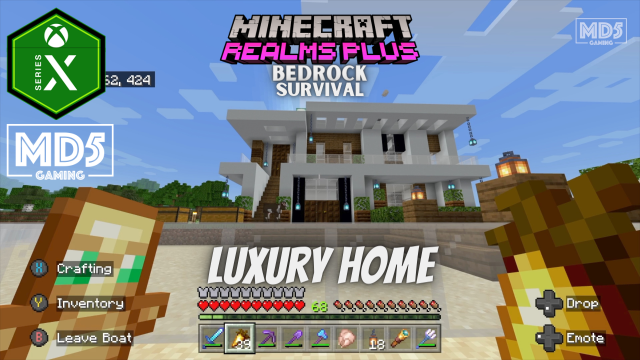 Minecraft Modern Home Build Luxury Design Bedrock Survival Realm Xbox Series X Gaming ASMR Ambience