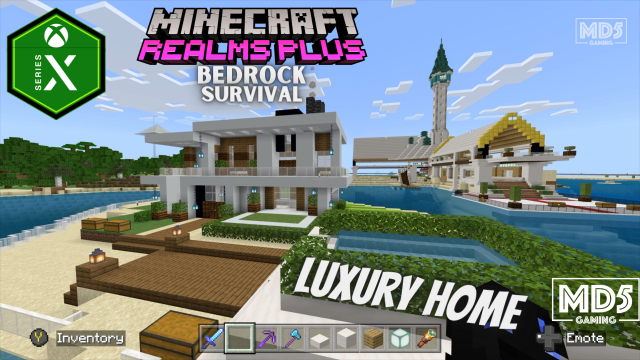 Minecraft Luxury Modern Home Build Design Bedrock Survival Realm Xbox Series X Gaming ASMR Ambience