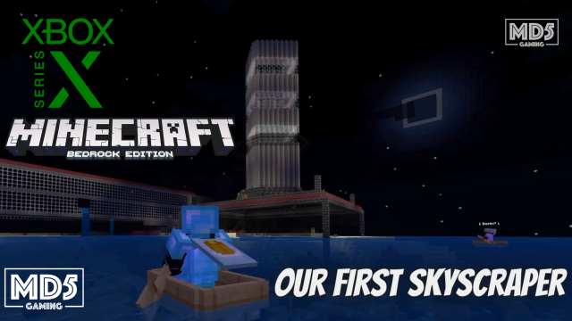 1st Skyscraper Build In Minecraft Bedrock Realms Hard Survival - Xbox Series X - Gaming ASMR