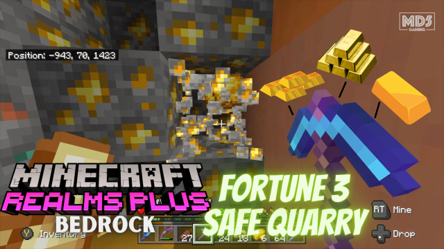 Safe Quarry - Fortune 3 - Minecraft Bedrock Realms Hard Survival - Xbox Series X - Gaming ASMR