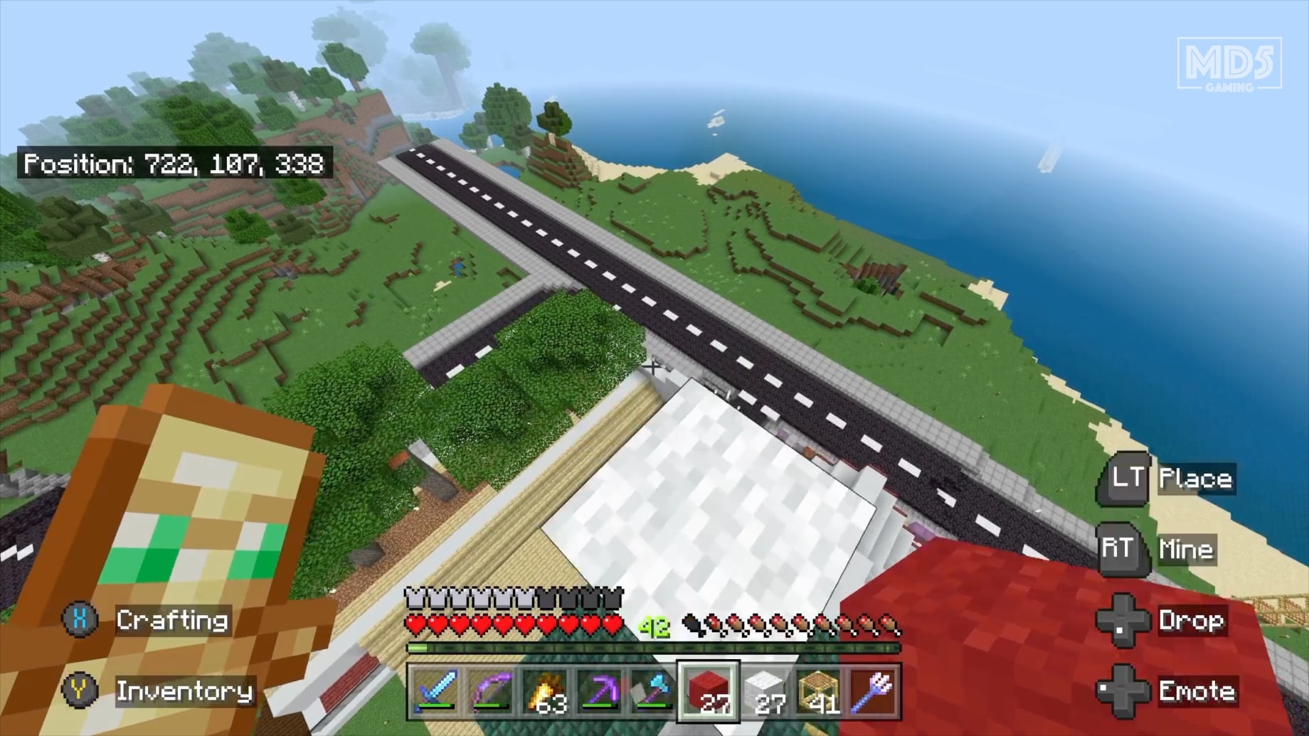 Minecraft Survival Road Build Aerial View