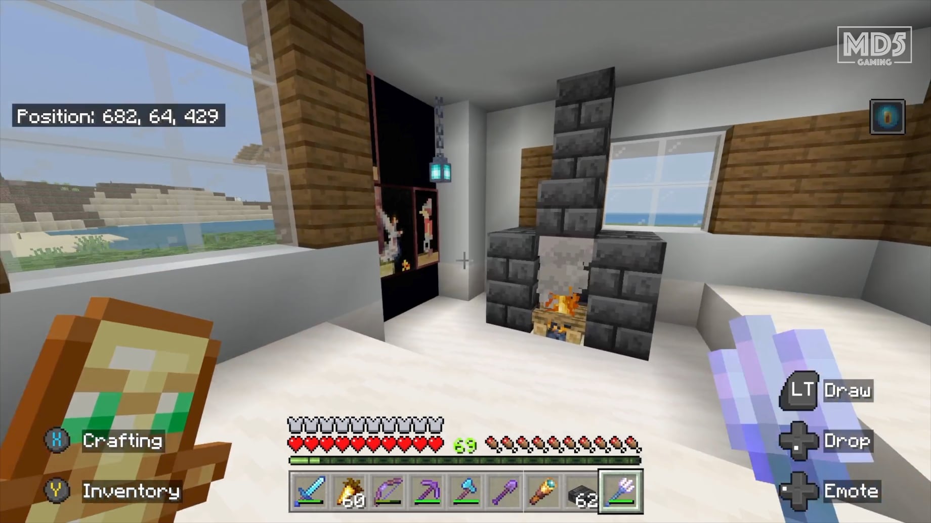 Minecraft Modern Home Fireplace With Deepslate Bricks