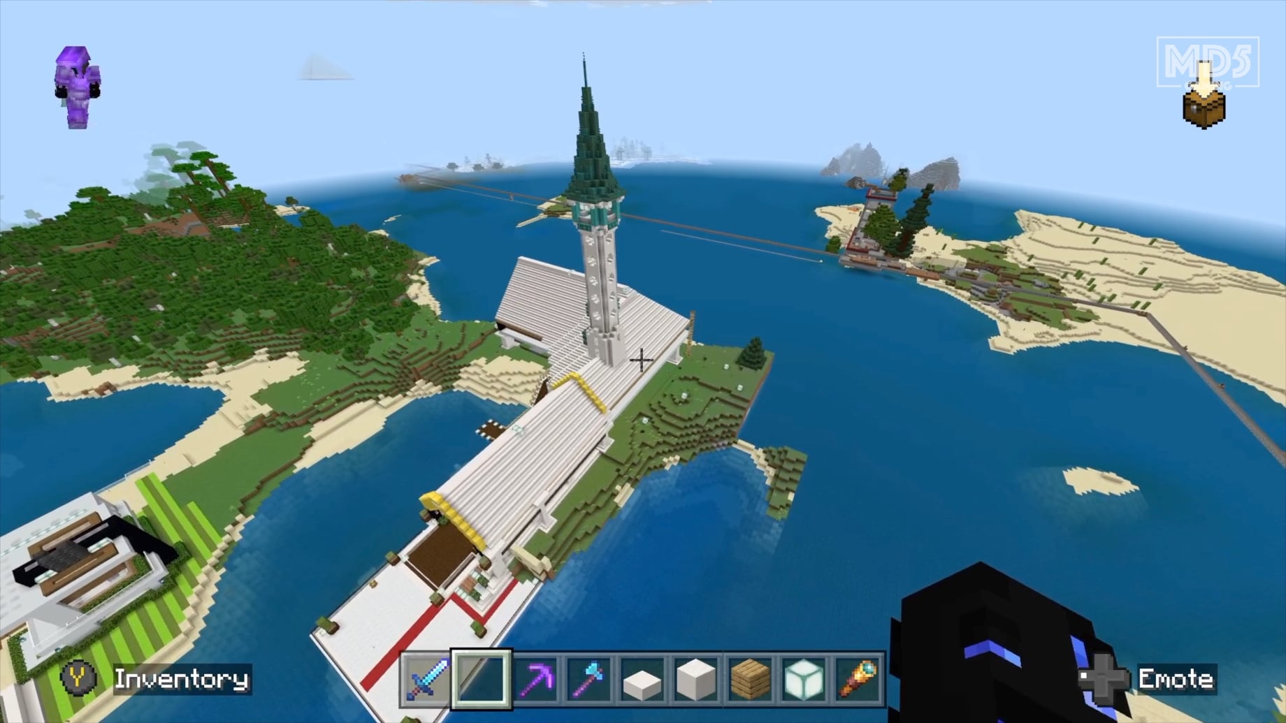 Elven Tower Design Aerial View Built In Minecraft Survival