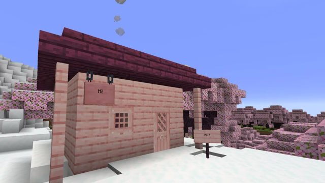 Cherry Blossom Wood House In Minecraft 1.20 Trails & Tales Update